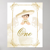 Wit Goud Mexicaanse Doop Verjaardag Tafel Nummer Poster (Voorkant)