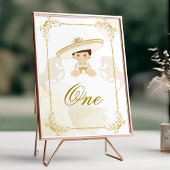 Wit Goud Mexicaanse Doop Verjaardag Tafel Nummer Poster