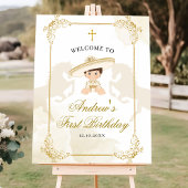 Wit Goud Mexicaanse Jongen 1e Verjaardag Welkomstb Poster