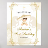 Wit Goud Mexicaanse Jongen 1e Verjaardag Welkomstb Poster (Voorkant)