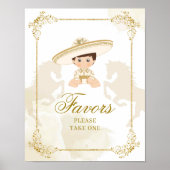 Wit Goud Mexicaanse Jongen Doop 1e Verjaardagsguns Poster (Voorkant)