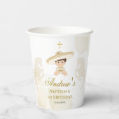 Wit Goud Mexicaanse Jongen Doop & Eerste Verjaarda Papieren Bekers (Achterkant)