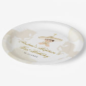 Wit Goud Mexicaanse Jongen Doop & Eerste Verjaarda Papieren Bordje (Gekanteld)