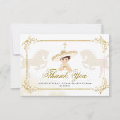 Wit Goud Mexicaanse Jongen Eerste Verjaardag Bedankkaart (Voorkant)