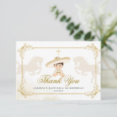 Wit Goud Mexicaanse Jongen Eerste Verjaardag Bedankkaart (Staand voorkant)