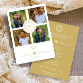 Wit Goud Minimal Initialen Bruiloft Fancy 4 foto's Kaart