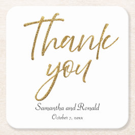 Wit & Goud Minimalist Dank u bruiloft Kartonnen Onderzetters
