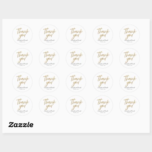 Wit & Goud Minimalist Dank u bruiloft Ronde Sticker (Vel)