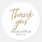 Wit & Goud Minimalist Dank u bruiloft Ronde Sticker (Voorkant)
