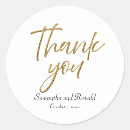 Wit & Goud Minimalist Dank u bruiloft Ronde Sticker