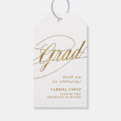 Wit & Goud Minimalistisch Afstudeerder Kalligrafie Cadeaulabel (Voorkant)