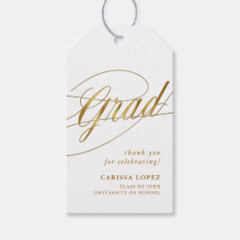 Wit & Goud Minimalistisch Afstudeerder Kalligrafie Cadeaulabel