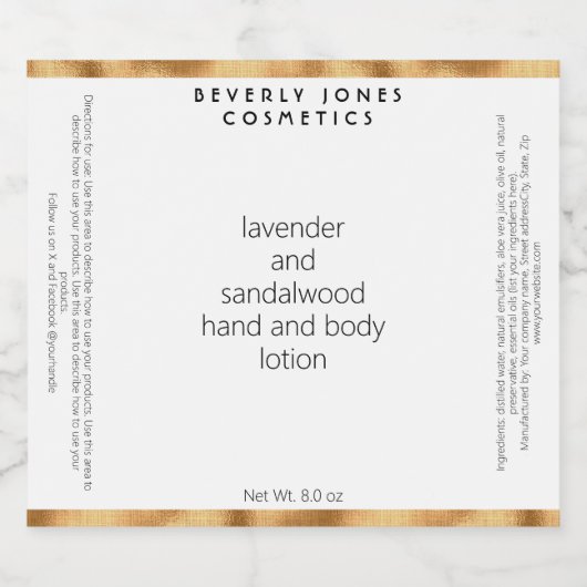 Wit & goud minimalistische cosmetica flesetiket sparkling wijnetiket (Enkel label)