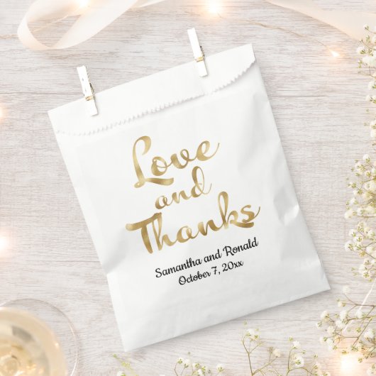 Wit & Goud Minimalistische Liefde & Bedankt bruilo Bedankzakje (Geknipt)