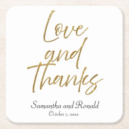 Wit & Goud Minimalistische Liefde & Bedankt bruilo Kartonnen Onderzetters