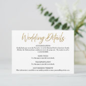 Wit & Goud Minimalistische Wedding Details Kaart (Staand voorkant)