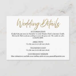 Wit & Goud Minimalistische Wedding Details Kaart