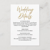 Wit & Goud Minimalistische Wedding Details Kaart (Voorkant)
