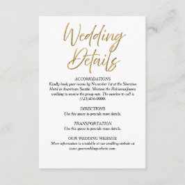 Wit & Goud Minimalistische Wedding Details Kaart