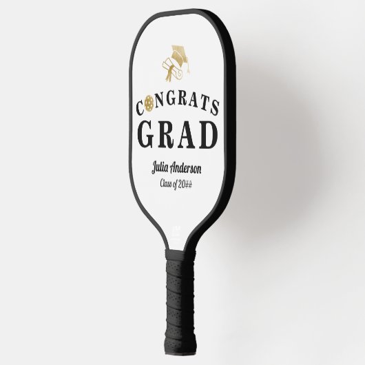 Wit & Goud Modern 2024 Afstuderen Congrats AFSTUDE Pickleball Paddle (Links)