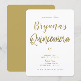 Wit & Goud Modern Minimaal Chic 15 Quinceañera Kaart