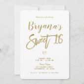 Wit & Goud Modern Minimaal Chic Sweet 16 Kaart (Voorkant)