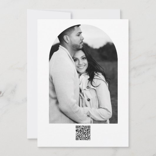 Wit & Goud Modern Minimaal Elegant Verloving Kaart (Achterkant)