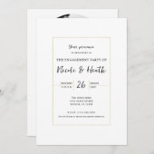 Wit & Goud Modern Minimaal Elegant Verloving Kaart (Voorkant / Achterkant)