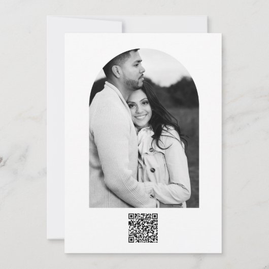 Wit & Goud Modern Minimal Elegant Huwelijk Kaart (Achterkant)