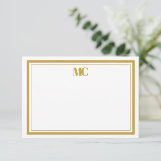 Wit Goud Modern Minimalistisch Monogram Twee Grenz Kaart (Staand voorkant)