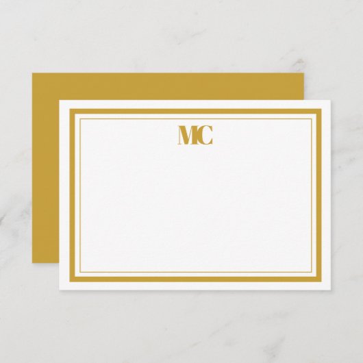 Wit Goud Modern Minimalistisch Monogram Twee Grenz Kaart (Voorkant / Achterkant)