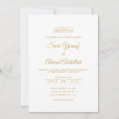 Wit Goud Moderne Elegante Minimal Muslim Wedding Kaart (Voorkant)