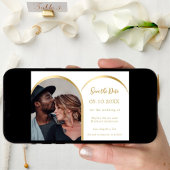 Wit goud moderne foto boog bruiloft save the date