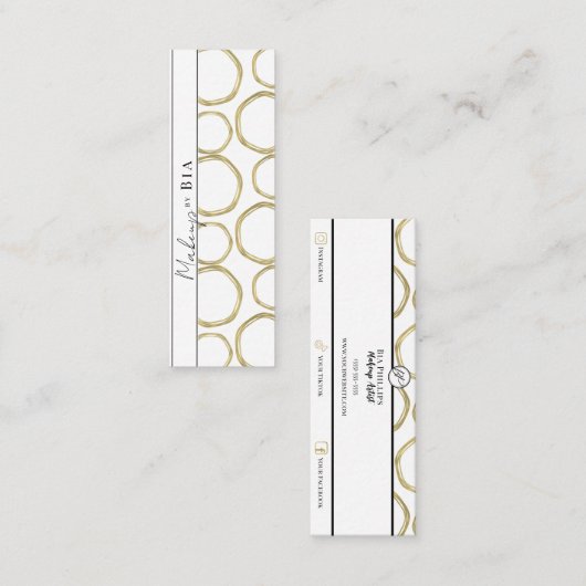 Wit & Goud Moderne Glam Elegante Cirkels Mini Visitekaartje (Voorkant / Achterkant)