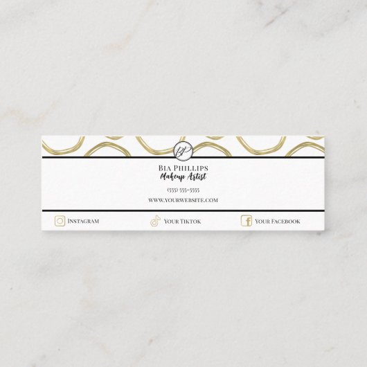 Wit & Goud Moderne Glam Elegante Cirkels Mini Visitekaartje (Achterkant)