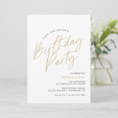 Wit & Goud | Moderne minimale typografie verjaarda Kaart (Staand voorkant)