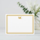 Wit Goud Moderne Minimalistische Monogram Twee Ran Kaart (Staand voorkant)