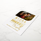 Wit & Goud Moderne Retro Doodle Kerst Foto Folie Feestdagenkaart (Gedraaid)