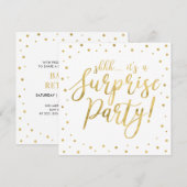 Wit & Goud | Moderne Verrassings Pensioenfeest Kaart (Voorkant / Achterkant)