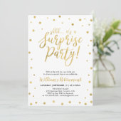 Wit & Goud | Moderne Verrassingsfeest Uitnodiging (Staand voorkant)
