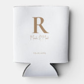 Wit & Goud Monogram Huwelijk Blikjeskoeler (Voorkant)