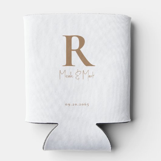 Wit & Goud Monogram Huwelijk Blikjeskoeler (Achterkant)