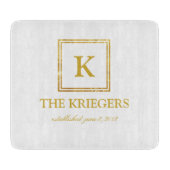 Wit Goud Monogram Huwelijk Snijplank (Voorkant)