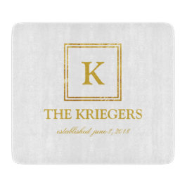 Wit Goud Monogram Huwelijk Snijplank