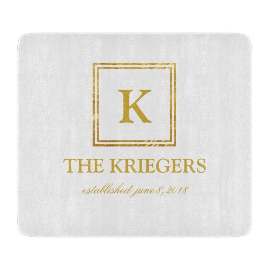 Wit Goud Monogram Huwelijk Snijplank (Voorkant)