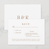 Wit & Goud Monogram Huwelijks RSVP Kaart (Voorkant / Achterkant)