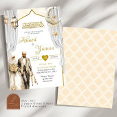 Wit Goud Moslim Baraat Huwelijksceremonie Kaart