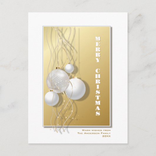 Wit Goud Ornamenten Kerst Briefkaart (Voorkant)