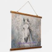Wit Goud Paard Liefhebber Verjaardag Gepersonalise Hangend Wandkleed (Gebogen)