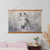 Wit Goud Paard Liefhebber Verjaardag Gepersonalise Hangend Wandkleed (Slaapkamer)